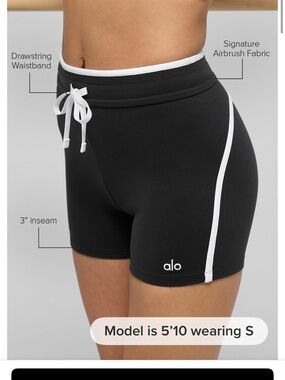 ALO Yoga Airbrush High Waist Race Pace Short-black/White-XXS-NWT